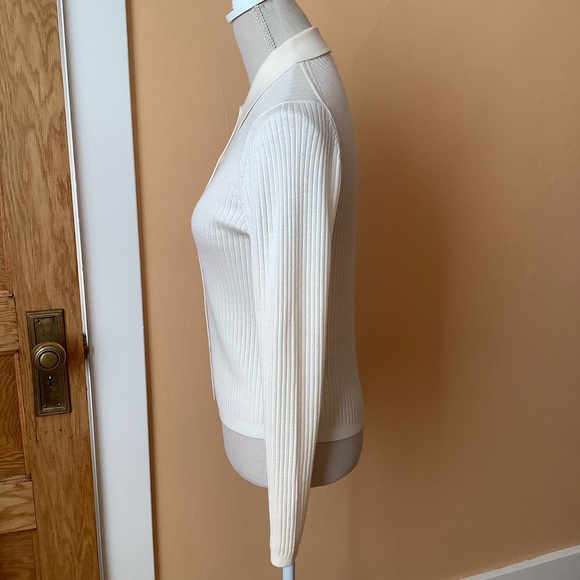 UNIQLO Cream Merino Wool Polo Cardigan Size M - Picture 3 of 14